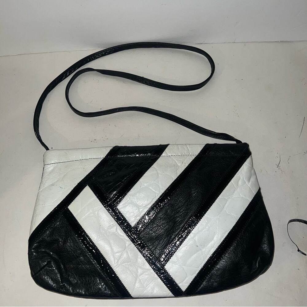 VNTG FIFTH AVE HANDBAGS 80s leather colorblock shoulder bag - Picture 5 of 5